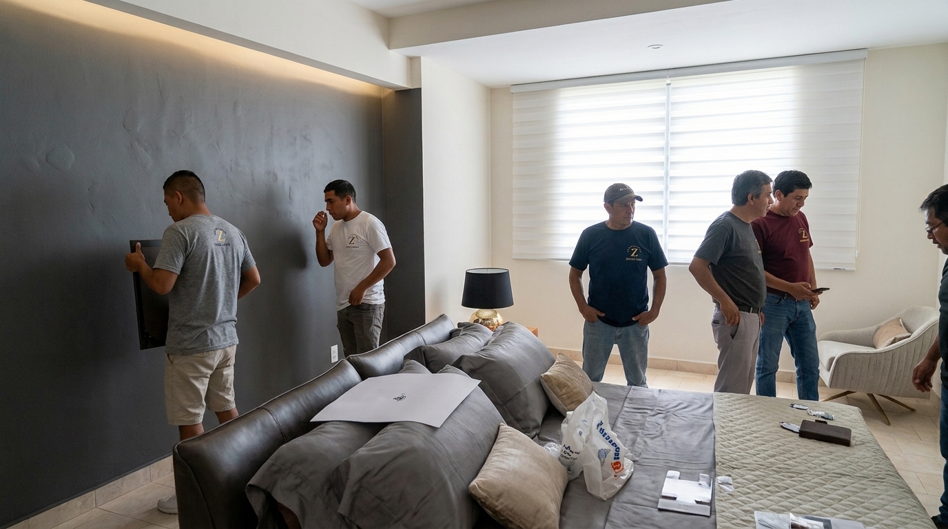 Equipo de Zoraida Zapata instalando y revisando acabados en un proyecto residencial